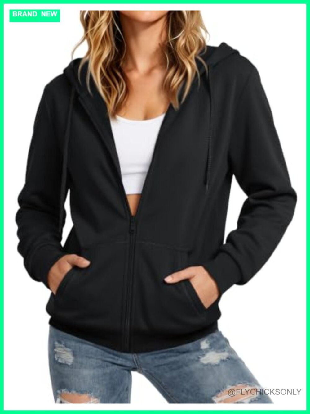 Women Fleece Lined Zip Up Hoodie Full Zip Hooded Sweatshirt Casual Warm
